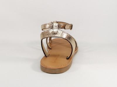 Sandale femme TROPEZIENNES à pas cher en destockage hamsuni chic en cuir or