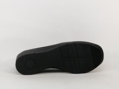 Mocassins femme compensés pieds sensibles grand confort cuir noir AYOKA dastor sans lacets