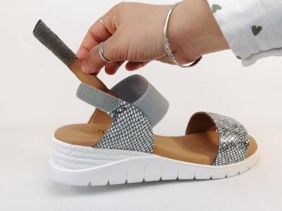Sandale compensée femme chic semelle mémoire de forme confortable destockage COTEMER Varamy Argent