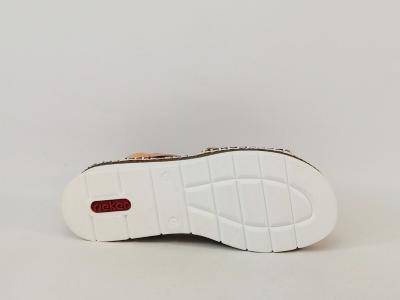 Sandale femme pied large chic semelle confortable RIEKER V1241 à élastiques