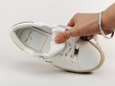 Basket blanche femme destockage TAMARIS 23713 chic et confortable à pas cher