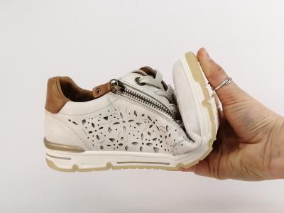 Basket femme chic confortable beige ROMIKA 95R0152001 souple fermeture éclair et lacets