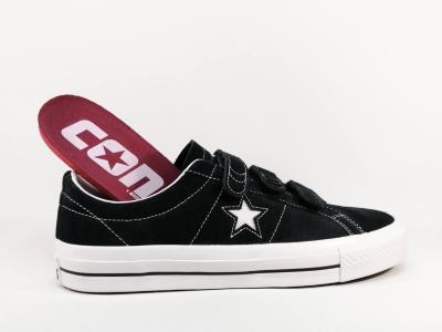 Basket homme destockage CONVERSE 162518C cuir noir à velcro