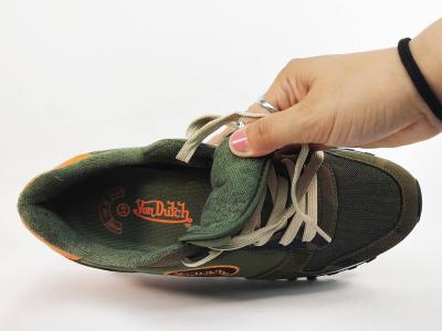 Basket homme tendance destockage VON DUTCH roca camo confort kaki orange