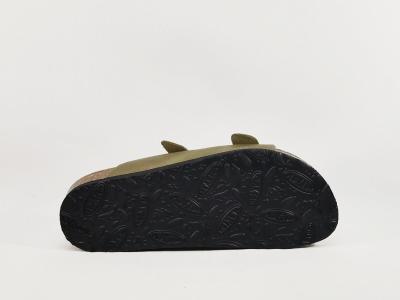 Mule cuir femme confortable PLAKTON beta vert pistacho semelle mémoire de forme