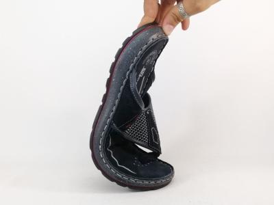 Tong homme confortable cuir marine destockage MORAN'S tapli à pas cher
