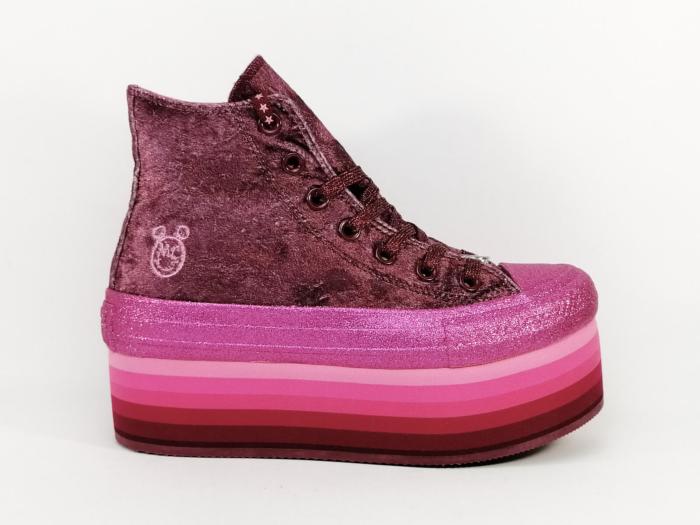 Basket montante originale semelle plateforme rose destockage CONVERSE 563725C femme