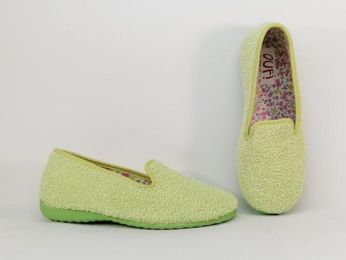 Chausson ballerine femme été pied sensible souple vert en éponge OUF clores
