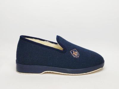 Chaussons chauds homme charentaise fourrée pure laine SOCA 0591 marine