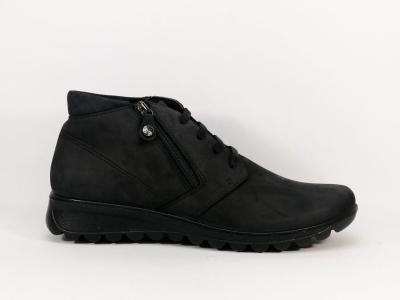 Chaussure femme grand confort pieds larges et sensibles en cuir noir destockage IMAC 806220