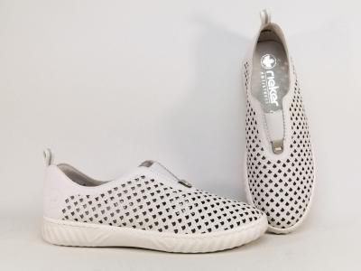 Chaussure femme sans lacet cuir blanc souple et confortable RIEKER N0965 original