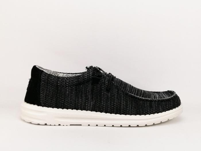 Chaussure sans lacets homme en toile noire confortable NAVY SAIL nsm119908