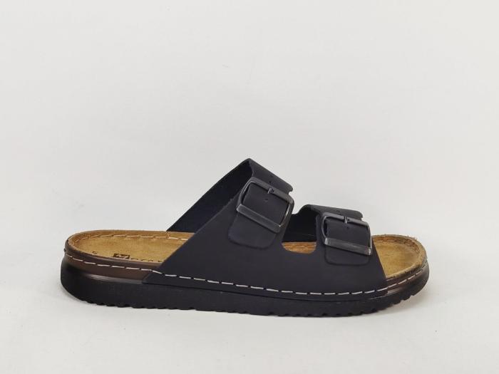 Claquette homme cuir noir mule confortable souple MORAN'S pouzin à pas cher