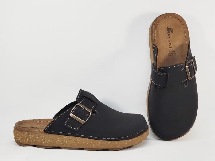 Sabot noir homme confortable semelle cuir souple moelleuse MORAN'S asana à pas cher