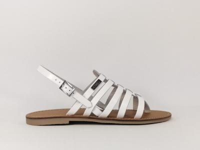 Sandale tout cuir blanc destockage TROPEZIENNES Herilo pour femme