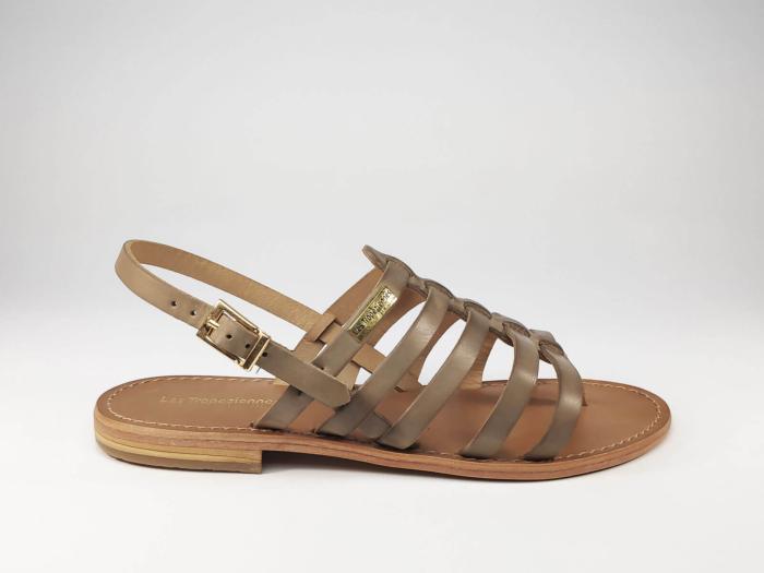 Sandale femme tout cuir gris en destockage TROPEZIENNES Heriberi