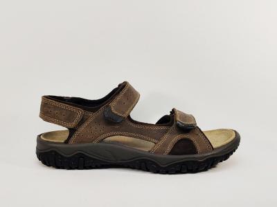 Sandale de marche homme confortable cuir marron à scratch destockage IMAC 753370