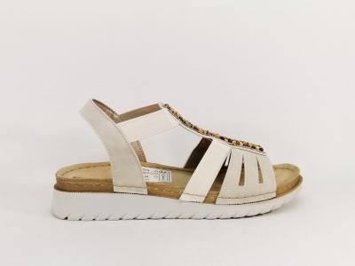 Sandale élastique femme chic confortable semelle cuir souple MORAN'S akora à pas cher beige