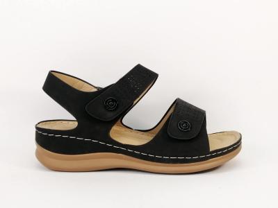 Sandale noire à velcro semelle confort grande pointure femme CINK ME DM172