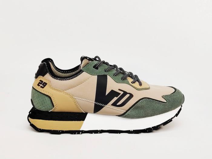 Sneakers homme tendance destockage VON DUTCH volf kaki confortable à pas cher