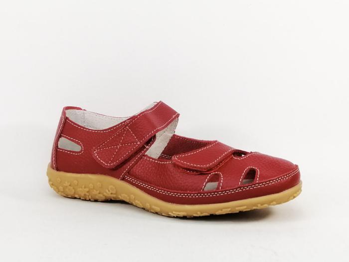 Babies femme cuir rouge souple et confortable à pas cher SUREDELLE 7995 pieds sensibles
