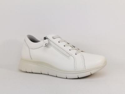 Basket blanche femme cuir souple confortable chic fermeture éclair et lacets destockage IMAC 756277