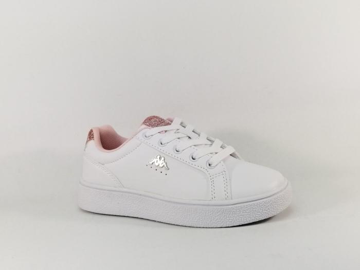 Basket blanche femme fille à pas cher destockage KAPPA logo amelia A25 rose