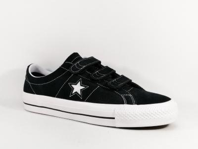 Basket homme destockage CONVERSE 162518C cuir noir à velcro