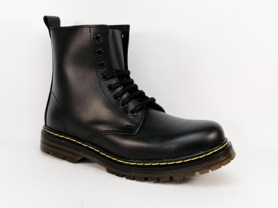 Boots style doc cuir noir de qualité BRAN'S 122 Femme - Fabrication Espagne