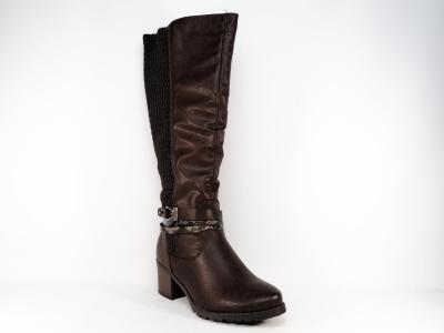 Botte simili cuir marron lastiques destockage RELIFE Gycleo 19801B femme