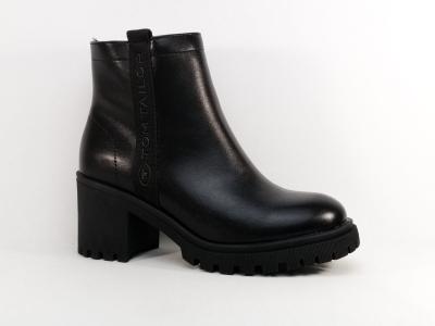 Bottine noire femme  talon chic, confortable, tendance et fourre TOM TAILOR 6390440005