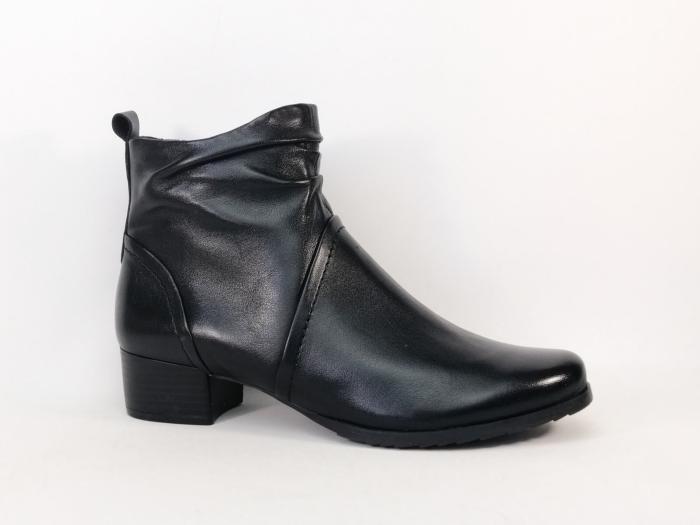 Bottines femme pieds larges cuir noir souple confortable CAPRICE 25358 à talon largeur H
