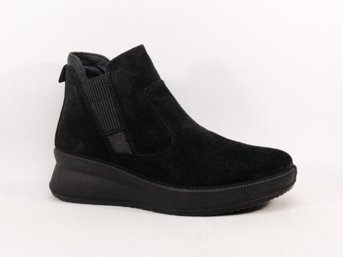 Bottines noires femme cuir souple nubuck confortables et chic en destockage IMAC 456511