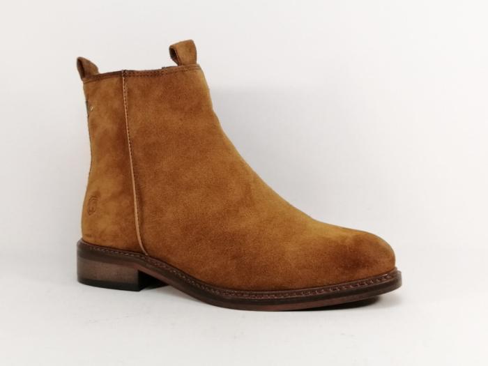 Bottines plates femme cuir nubuck camel confortable et souple destockage CARMELA 160930 CAMEL