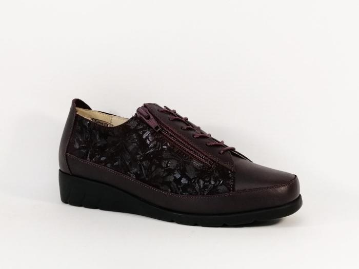 Chaussure compensée femme pieds sensibles cuir bordeaux destockage LUXAT embassy