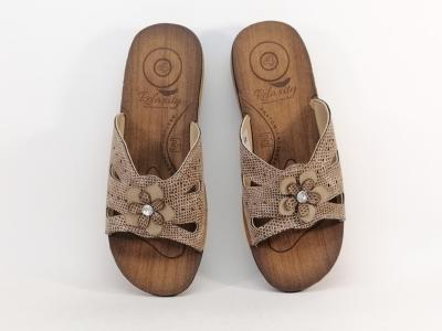 Mule compensée femme à pas cher RELAXITY Maddox taupe semelle anatomique