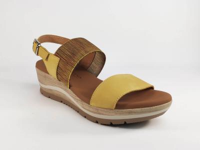 Nu-pied compens tout cuir jaune moutarde PAULA URBAN 1-151 femme
