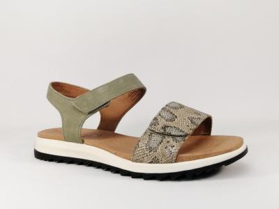 Sandale de marche grande largeur G en cuir olive CAPRICE 28703  velcro