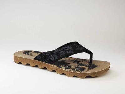 Tong MORANS Mareto noir confort en toile mixte en destockage  pas cher