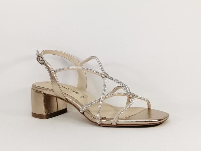 Sandale chic mariage TAMARIS 28236 or femme talon carré destockage à pas cher