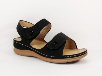 Sandale noire à velcro semelle confort grande pointure femme CINK ME DM172