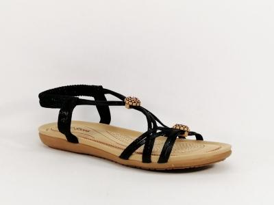 Sandale noire plate tendance  pas cher pour femme CHIC SHOES DF16