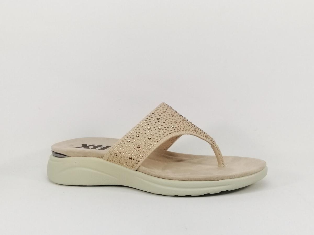 Tong Nude Paillettes XTi Femme Confort I Pointure Plus