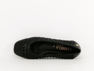 Ballerine femme cuir tressé noir souple chic et confortable destockage CARMELA 161470 tendance 