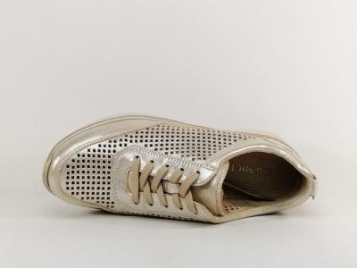 Baskets pieds larges femme confort largeur H cuir or caprice 23715 Climotion