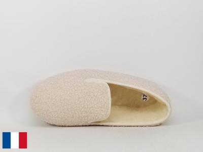 Charentaise femme made in France semelle feutre confort fourrée laine BOSSI charente blanc cassé