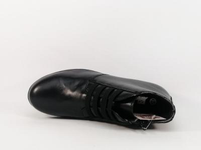 Chaussure montante femme cuir noir souple à élastiques MORAN'S Balagny 