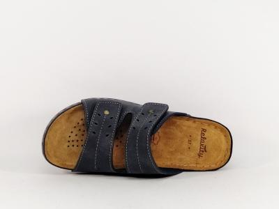 Mule femme confort semelle cuir à velcro bleu jean tendance RELAXITY mabib à pas cher