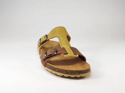 Mule tout cuir moutarde semelle bio ARTPELLE 1622 pour femme