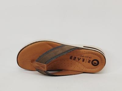 Tong homme cuir confortable ORLAND 26073 camel gris Fabrication Portugal